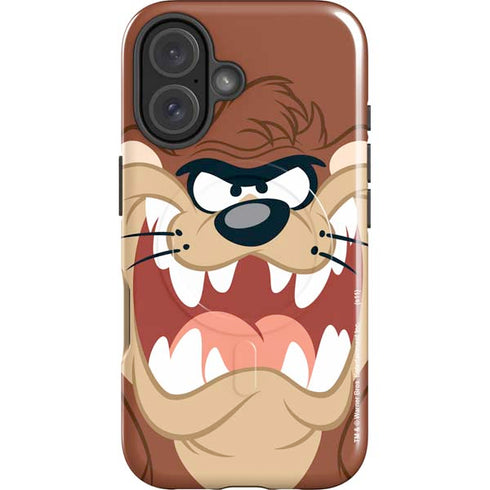 Looney Tunes Tasmanian Devil Up Close iPhone 16 Magsafe Impact Case
