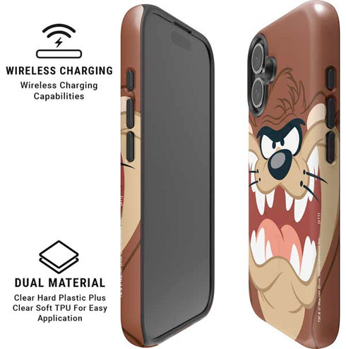 Looney Tunes Tasmanian Devil Up Close iPhone 16 Magsafe Impact Case