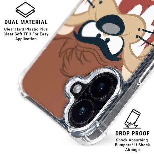 Looney Tunes Tasmanian Devil Up Close iPhone 16 Plus Clear Case
