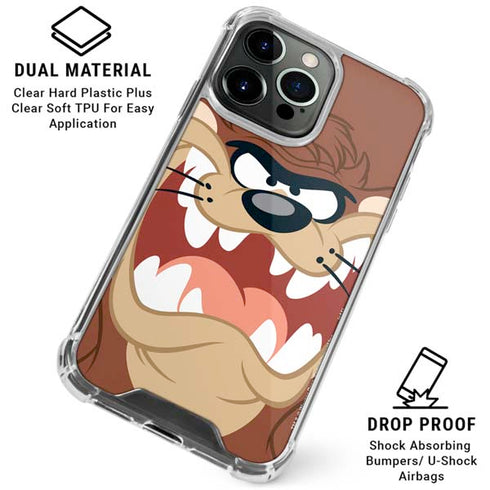 Looney Tunes Tasmanian Devil Up Close iPhone 16 Pro Max Clear Case