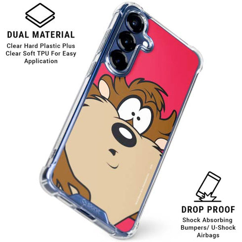 Looney Tunes Tasmanian Devil Zoomed In Galaxy S25 Clear Case