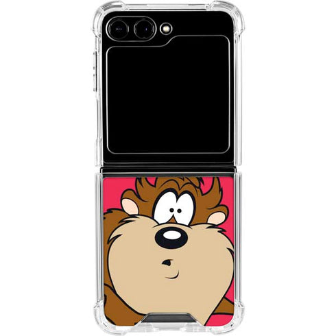Looney Tunes Tasmanian Devil Zoomed In Galaxy Z Flip6 Clear Case