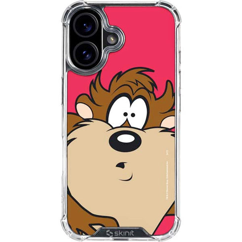 Looney Tunes Tasmanian Devil Zoomed In iPhone 16 Clear Case