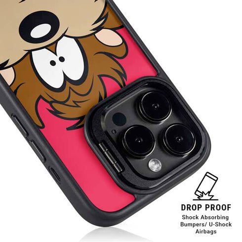 Looney Tunes Tasmanian Devil Zoomed In iPhone 16 Pro Max Kickstand Case
