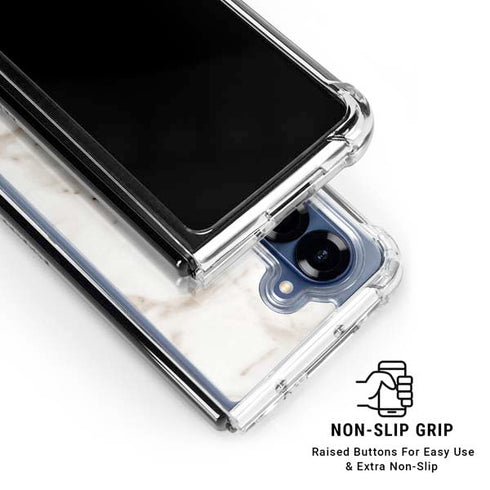 Taupe Marble Galaxy Z Fold6 Clear Case