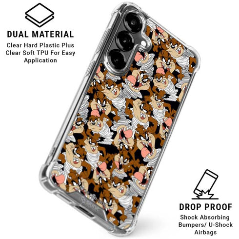 Looney Tunes Taz Super Sized Pattern Galaxy S26 Clear Case