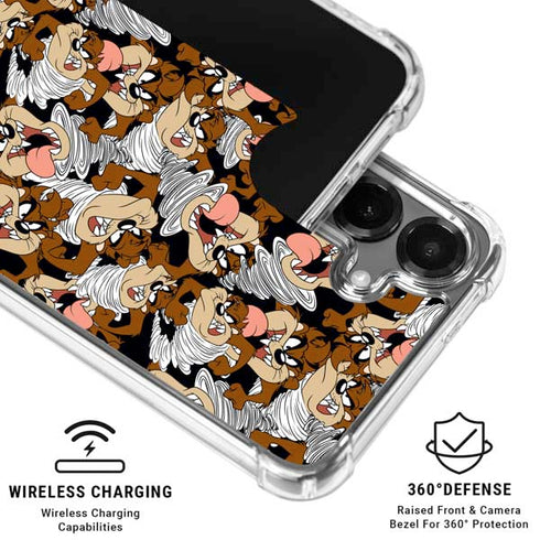 Looney Tunes Taz Super Sized Pattern Galaxy S26 Plus Clear Case