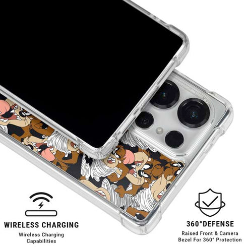 Looney Tunes Taz Super Sized Pattern Galaxy S26 Ultra Clear Case