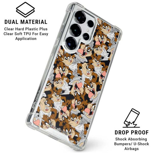 Looney Tunes Taz Super Sized Pattern Galaxy S26 Ultra Clear Case