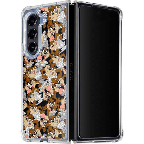 Looney Tunes Taz Super Sized Pattern Galaxy Z Fold5 5G Clear Case