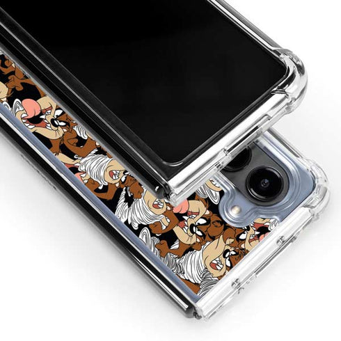 Looney Tunes Taz Super Sized Pattern Galaxy Z Fold5 5G Clear Case