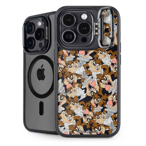 Looney Tunes Taz Super Sized Pattern iPhone 14 Pro Max Kickstand Case