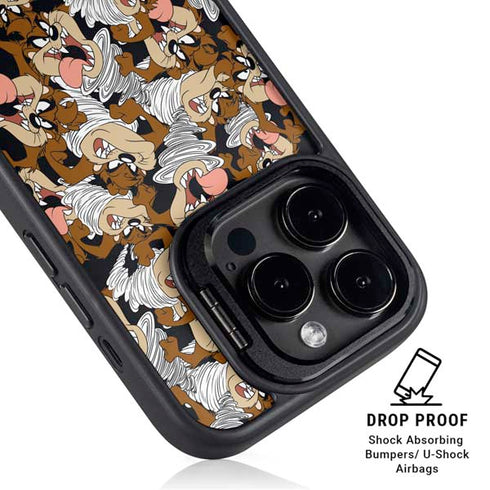 Looney Tunes Taz Super Sized Pattern iPhone 14 Pro Max Kickstand Case