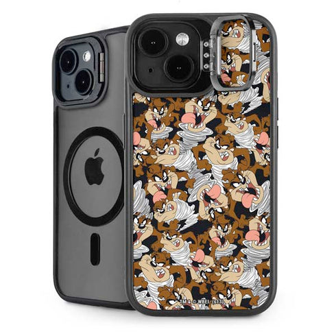Looney Tunes Taz Super Sized Pattern iPhone 15 Plus Kickstand Case