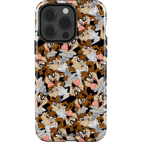 Looney Tunes Taz Super Sized Pattern iPhone 15 Pro Impact Case
