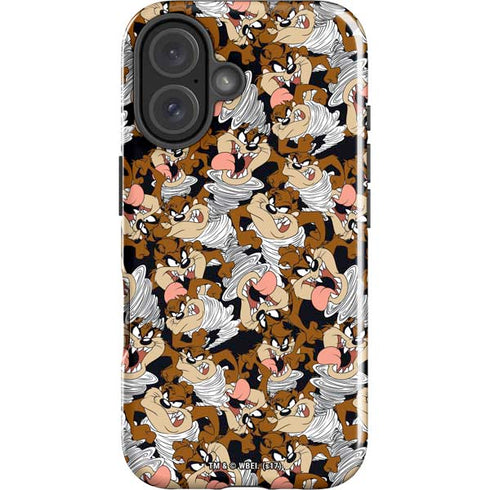 Looney Tunes Taz Super Sized Pattern iPhone 16 Impact Case