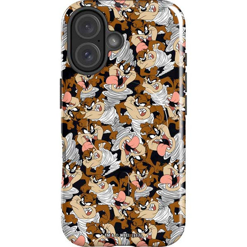 Looney Tunes Taz Super Sized Pattern iPhone 16 Magsafe Impact Case
