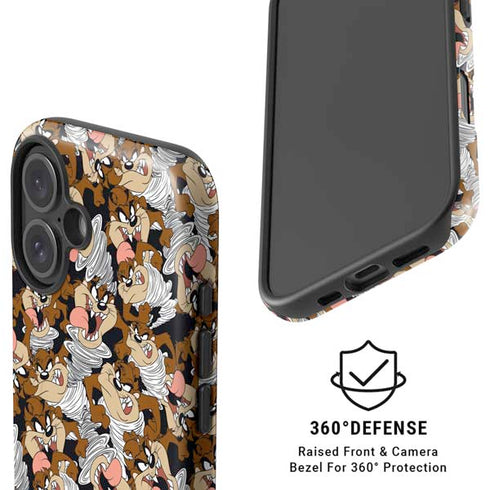 Looney Tunes Taz Super Sized Pattern iPhone 16 Magsafe Impact Case