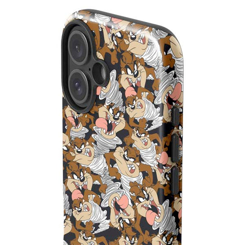 Looney Tunes Taz Super Sized Pattern iPhone 16 Plus Impact Case