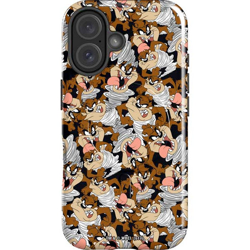 Looney Tunes Taz Super Sized Pattern iPhone 16 Plus Magsafe Impact Case