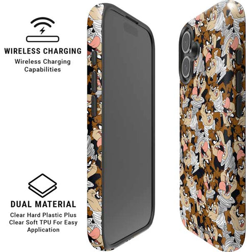 Looney Tunes Taz Super Sized Pattern iPhone 16 Plus Magsafe Impact Case