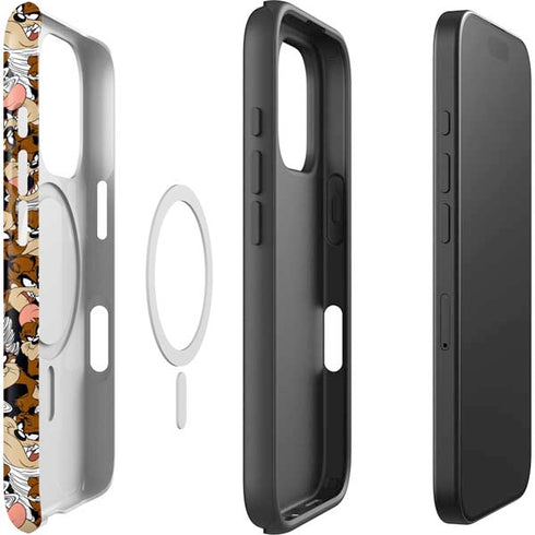 Looney Tunes Taz Super Sized Pattern iPhone 16 Pro Magsafe Impact Case