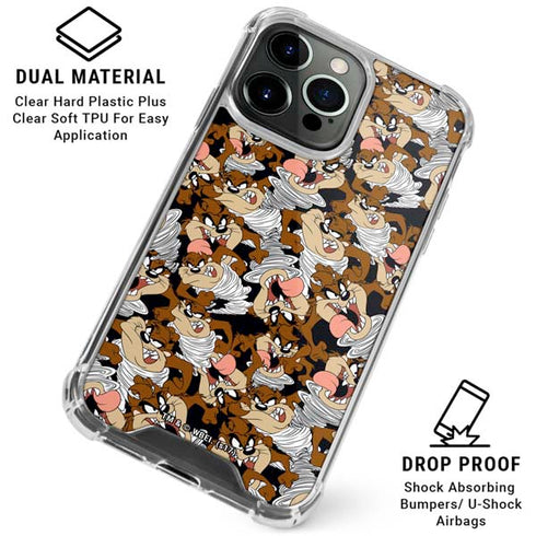 Looney Tunes Taz Super Sized Pattern iPhone 16 Pro Max Clear Case