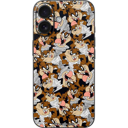 Looney Tunes Taz Super Sized Pattern iPhone 16 Skin