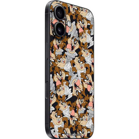 Looney Tunes Taz Super Sized Pattern iPhone 16 Skin