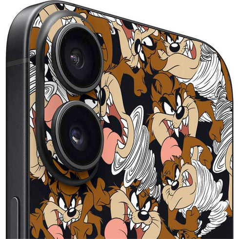 Looney Tunes Taz Super Sized Pattern iPhone 16 Skin