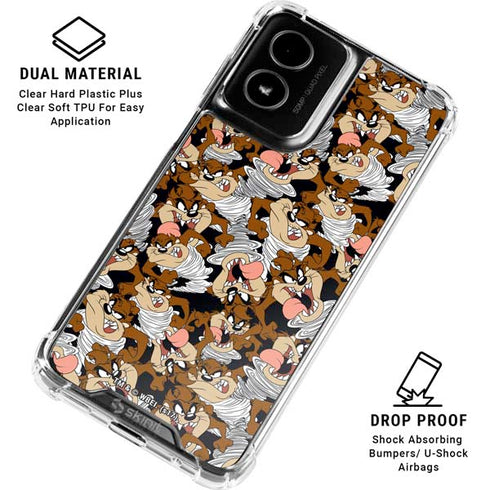 Looney Tunes Taz Super Sized Pattern Moto G Power 5G (2024) Clear Case