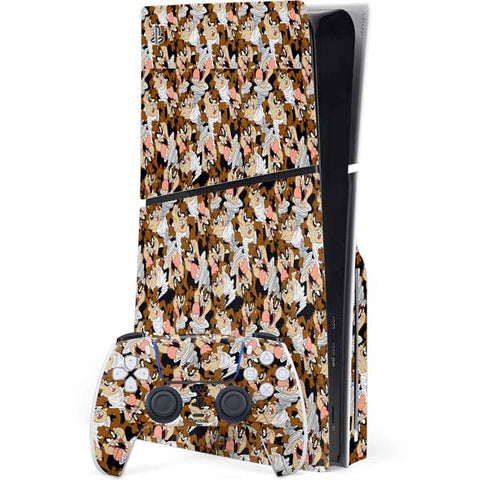 Looney Tunes Taz Super Sized Pattern PlayStation PS5 Skins