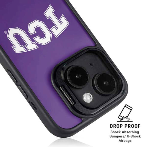 Texas Christian University TCU Horned Frogs iPhone 15 Plus Kickstand Case