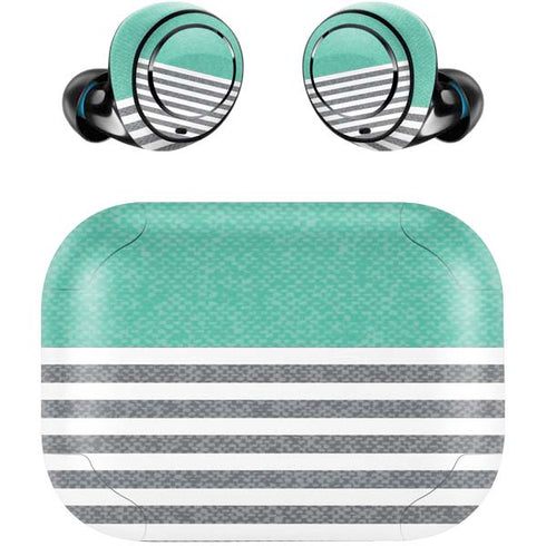 Teal and Grey Stripes Amazon Echo Buds Skin