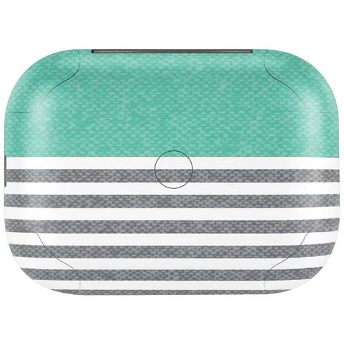 Teal and Grey Stripes Amazon Echo Buds Skin