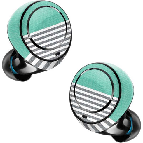Teal and Grey Stripes Amazon Echo Buds Skin