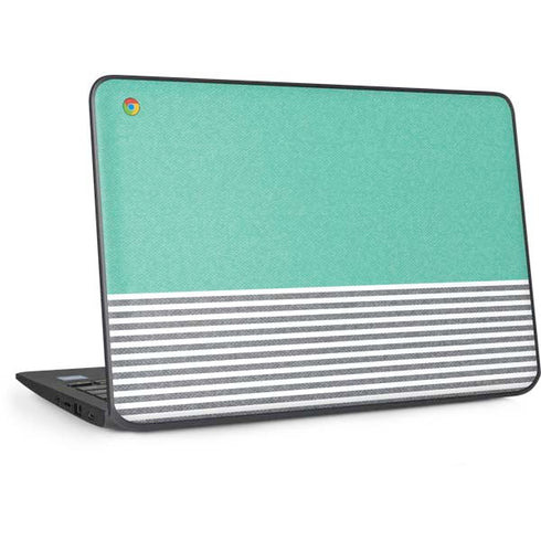 Teal and Grey Stripes HP Chromebook Skin