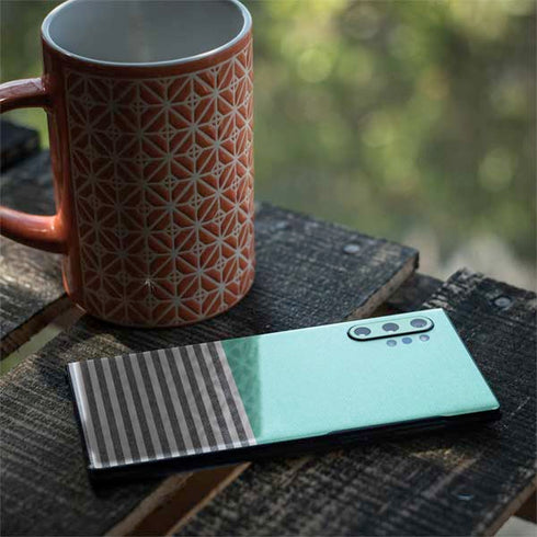 Teal and Grey Stripes Galaxy Note 10 Plus Skin