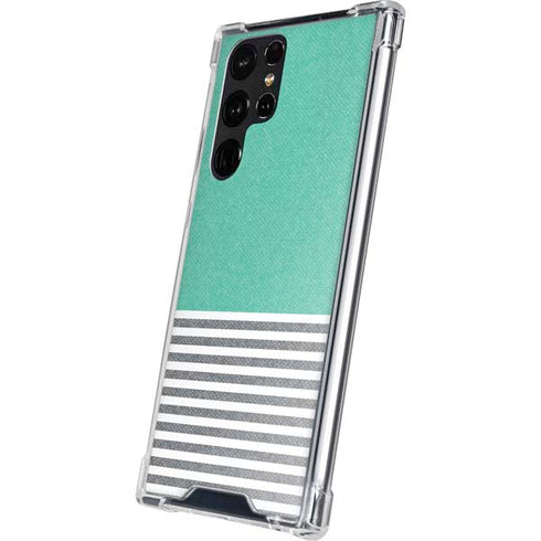 Teal and Grey Stripes Galaxy S22 Ultra Clear Case