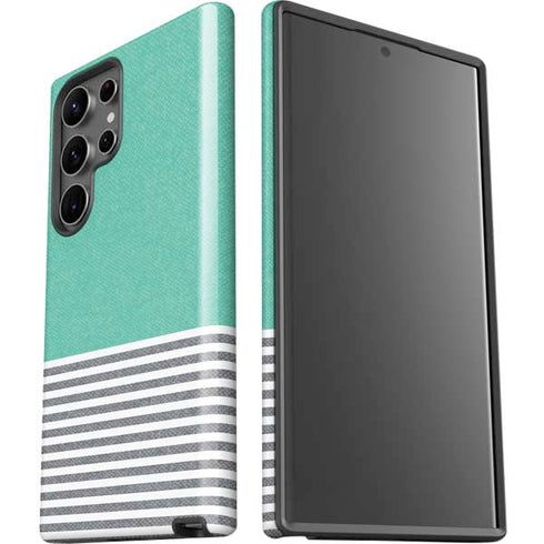 Teal and Grey Stripes Galaxy S23 Ultra Pro Case