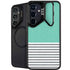 Teal and Grey Stripes Galaxy S24 Kickstand Case