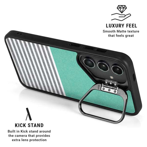 Teal and Grey Stripes Galaxy S25 Kickstand Case