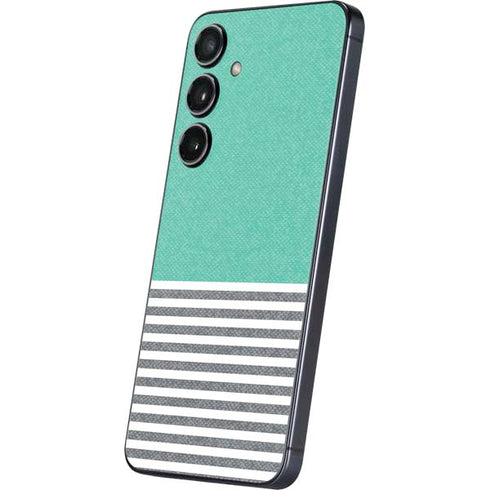 Teal and Grey Stripes Galaxy S24 Skin