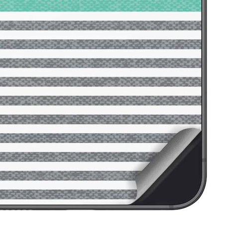 Teal and Grey Stripes Galaxy S25 Skin