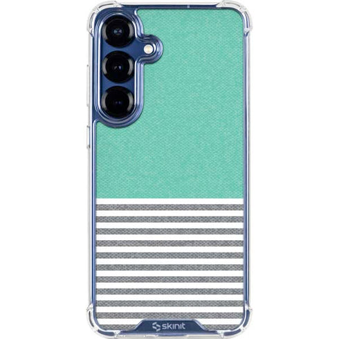 Teal and Grey Stripes Galaxy S25 Plus Clear Case