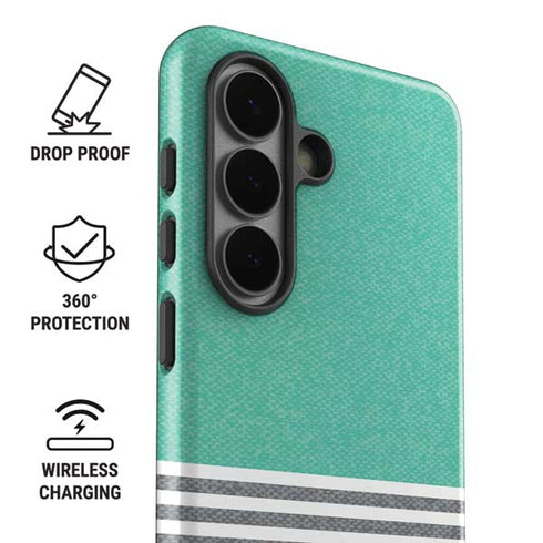 Teal and Grey Stripes Galaxy S26 Impact Case