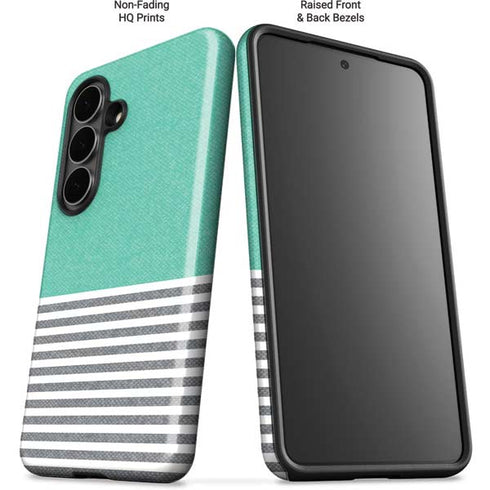 Teal and Grey Stripes Galaxy S26 Plus Impact Case