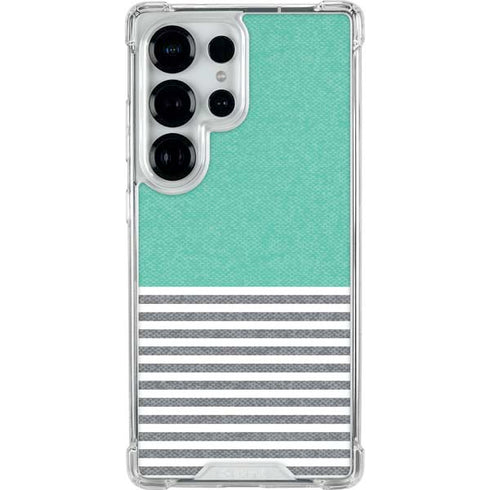 Teal and Grey Stripes Galaxy S26 Ultra Clear Case