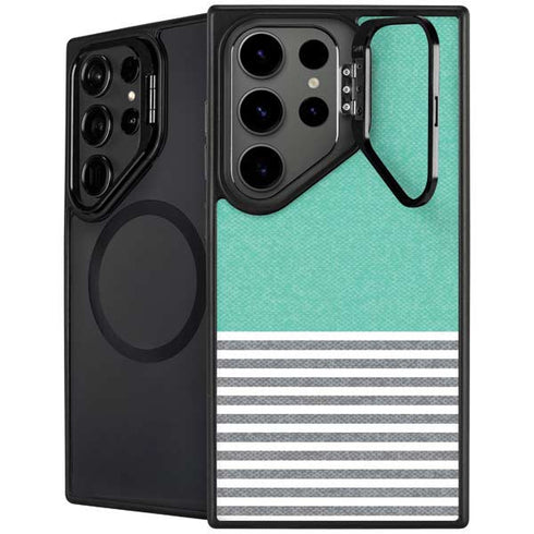 Teal and Grey Stripes Galaxy S26 Ultra Kickstand Case