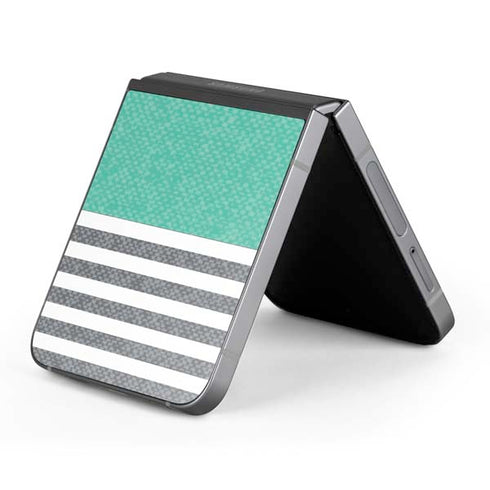 Teal and Grey Stripes Galaxy Z Flip6 Skin